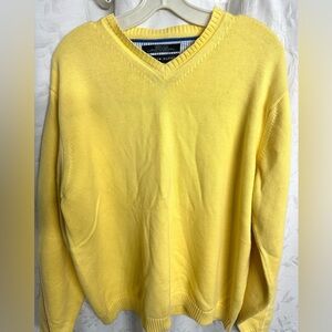 Tommy Hilfiger Men Classic Long Sleeves Yellow 100% Cotton V-Neck Sweater Large